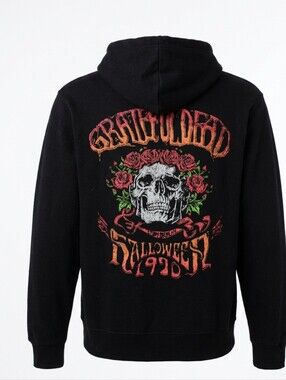 Black Grateful Dead Skull & Roses Pullover Hoodie Size Large Size Small